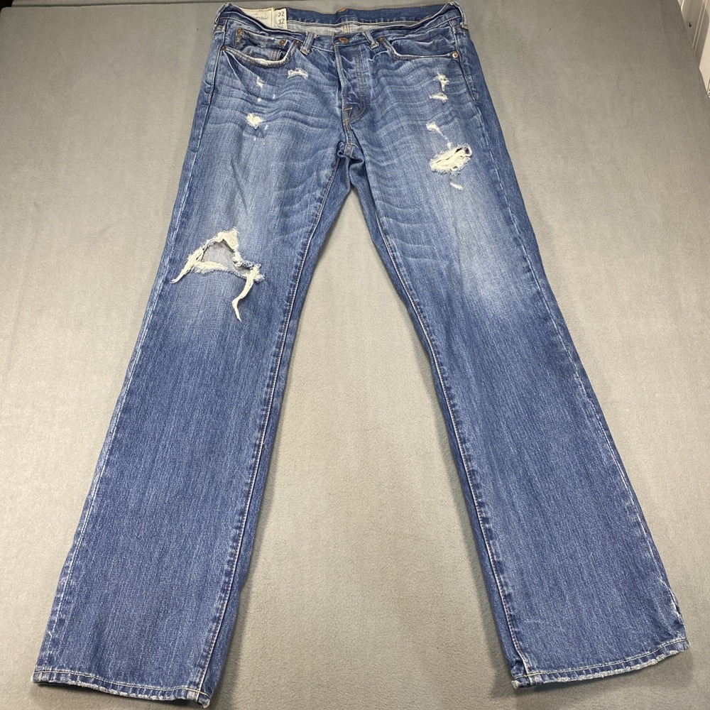 Abercrombie & Fitch Men's Jeans 32x32 Horton Classic Straight Button Fly Distres